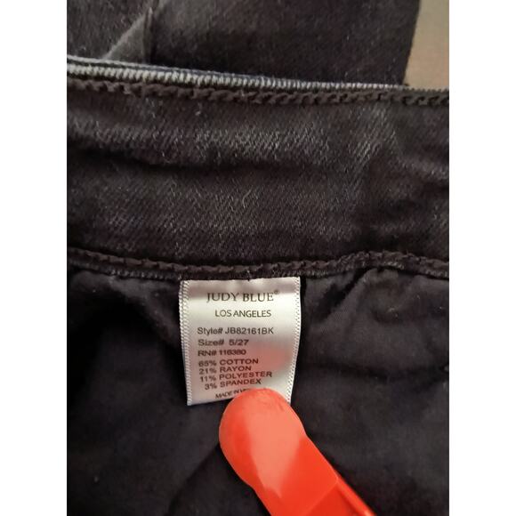 Judy Blue Destroyed Boyfriend Jeans Women's Sz 27 Black Hi Waist Denim - Picture 7 of 16